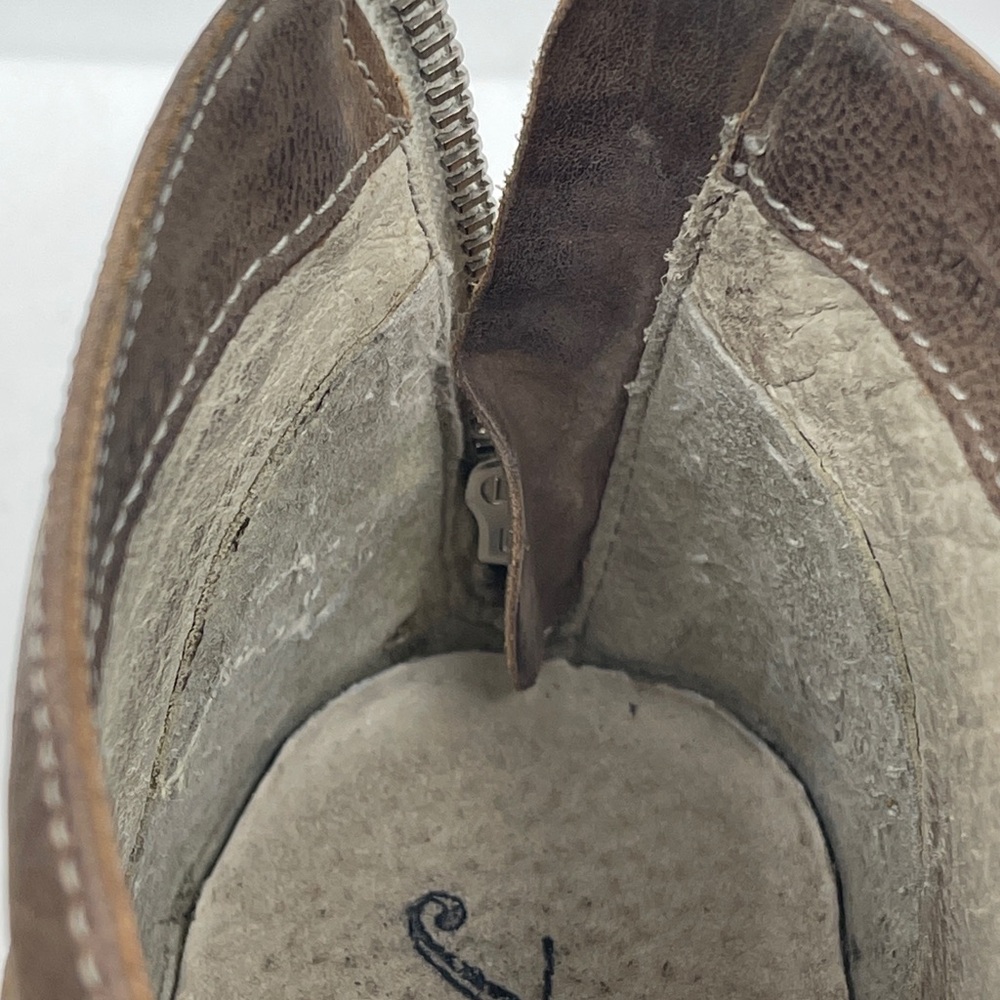 FREE PEOPLE EMMA Brown Leather Strappy BOOTIE SIZE 38 ZIPPER IN BACK - Picture 7 of 11